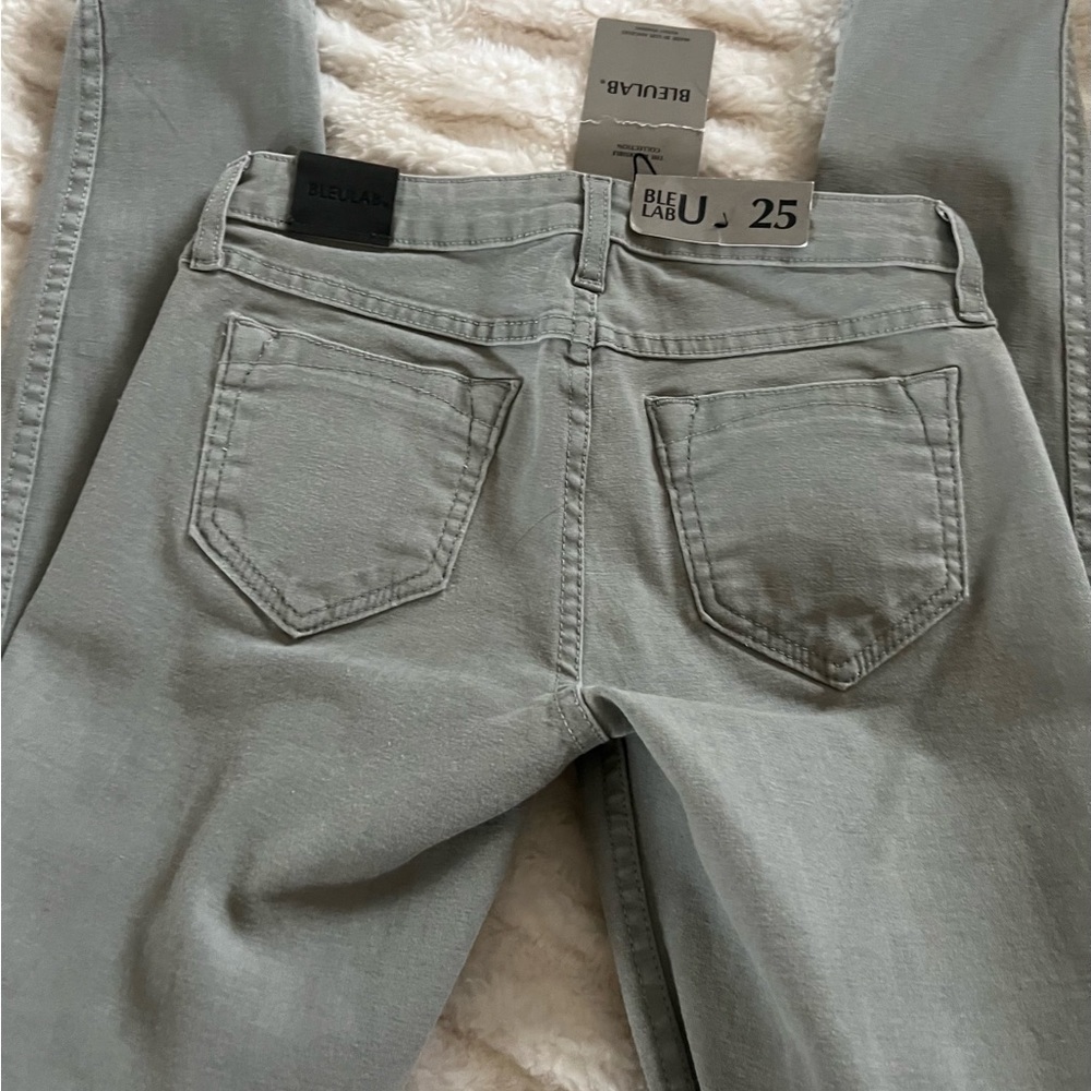 Bleulab NWT Women’s skinny~REVERSIBLE solid Grey & Cream Jeans Sz 25*MADE IN USA